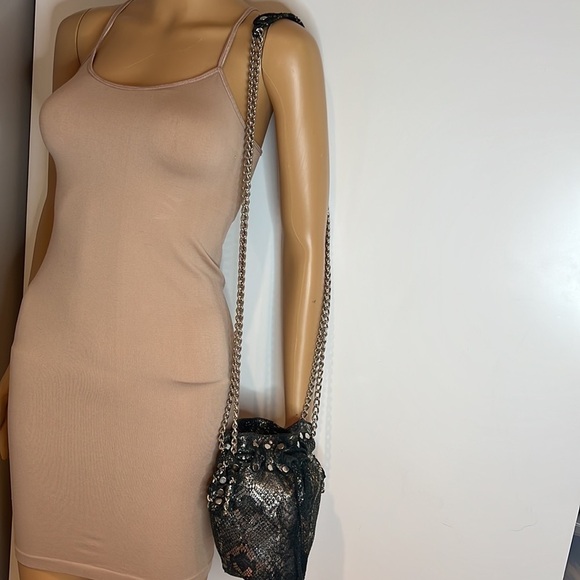 Posse Suede Metallic Drawstring Shoulder Bucket Bag - Picture 3 of 12